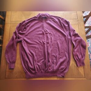 Oak Hill Maroon Quarter Zip 5% Cashmere/95% Cotton Easy Care 2XLT